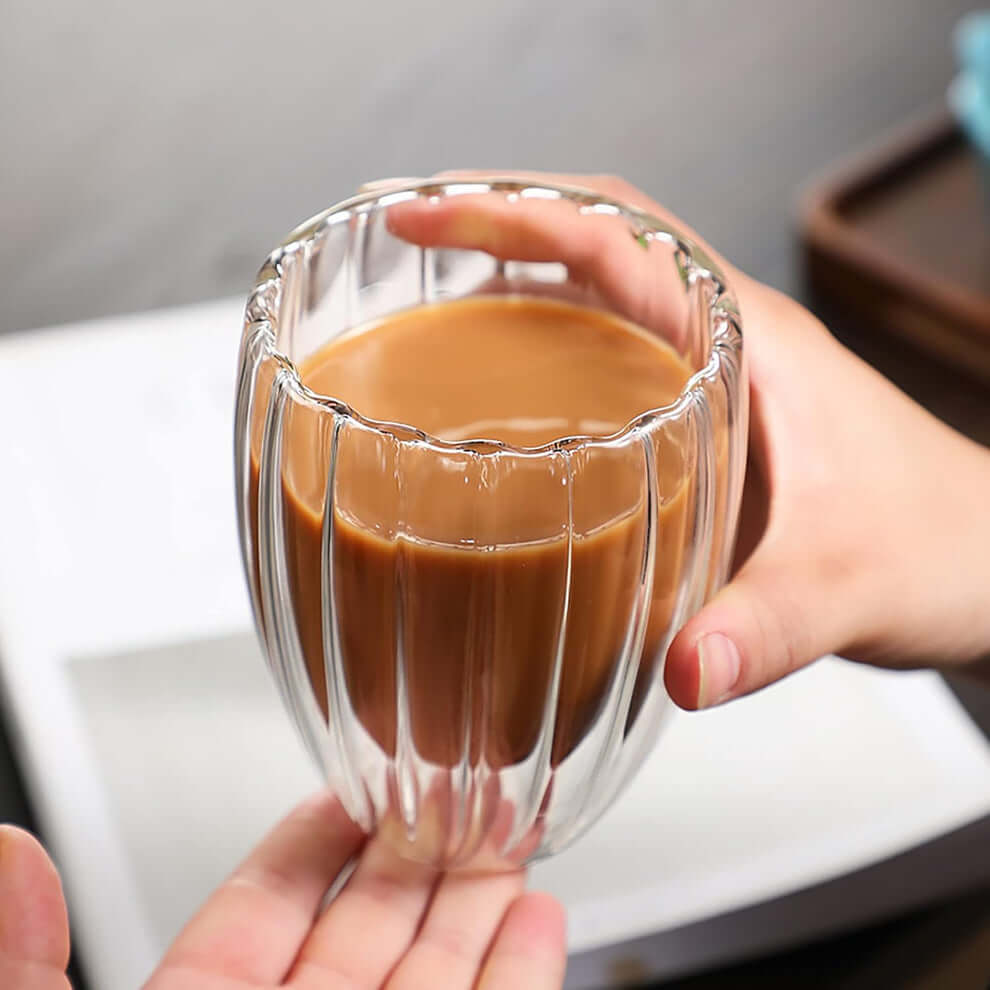 Heat Resistant Double Wall Glass Coffee Mugs - 300 ml