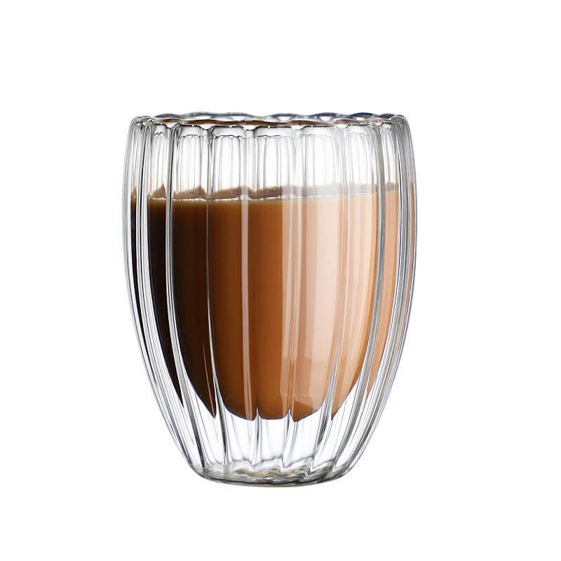 Heat Resistant Double Wall Glass Coffee Mugs - 300 ml