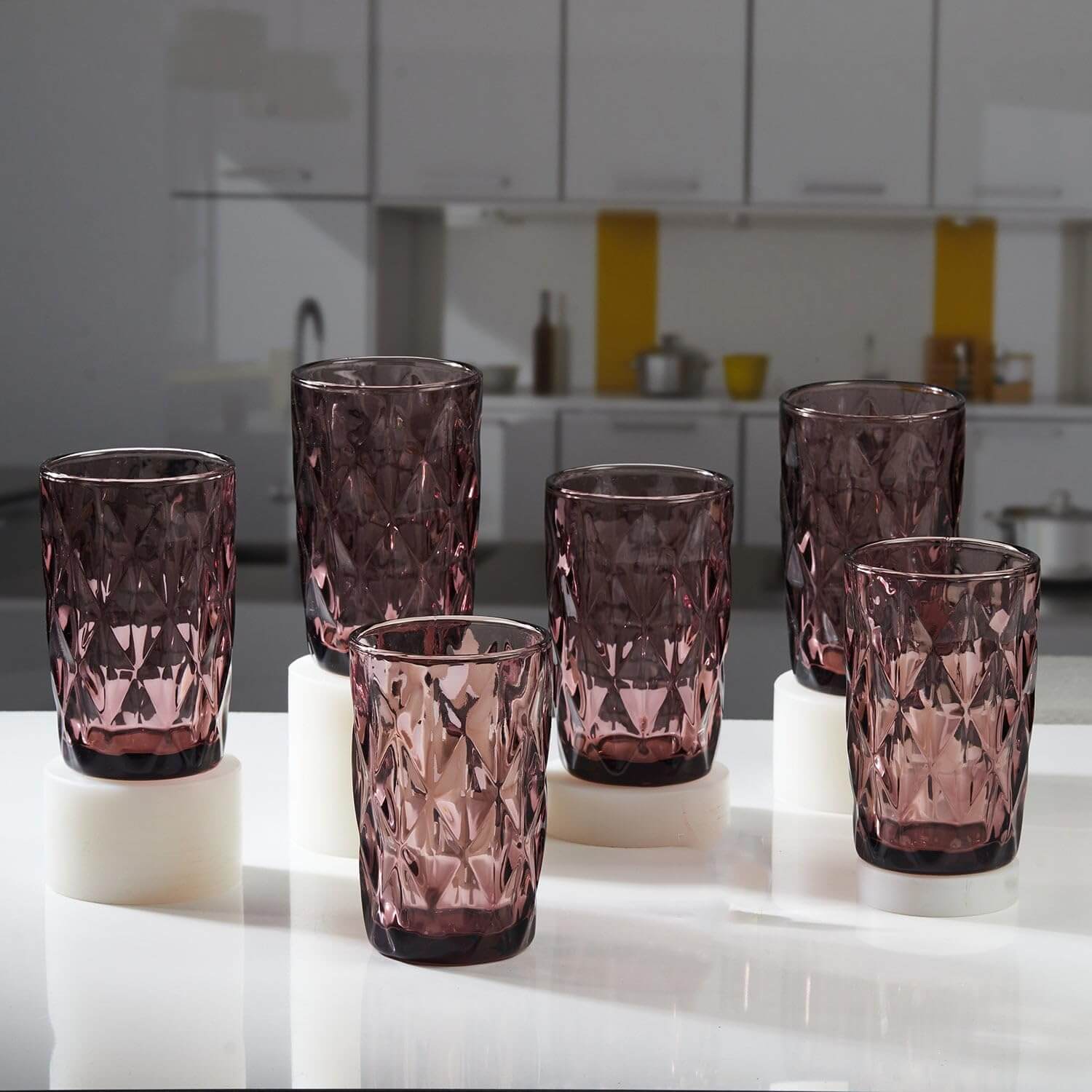 Geometric Design Drinking Glasses Set - 400 ml