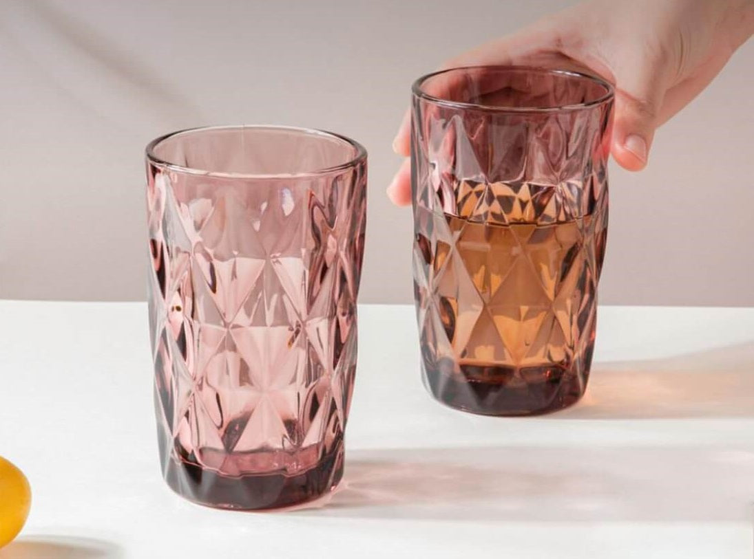 Geometric Design Drinking Glasses Set - 400 ml