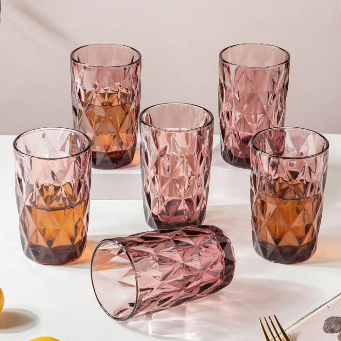 Geometric Design Drinking Glasses Set - 400 ml