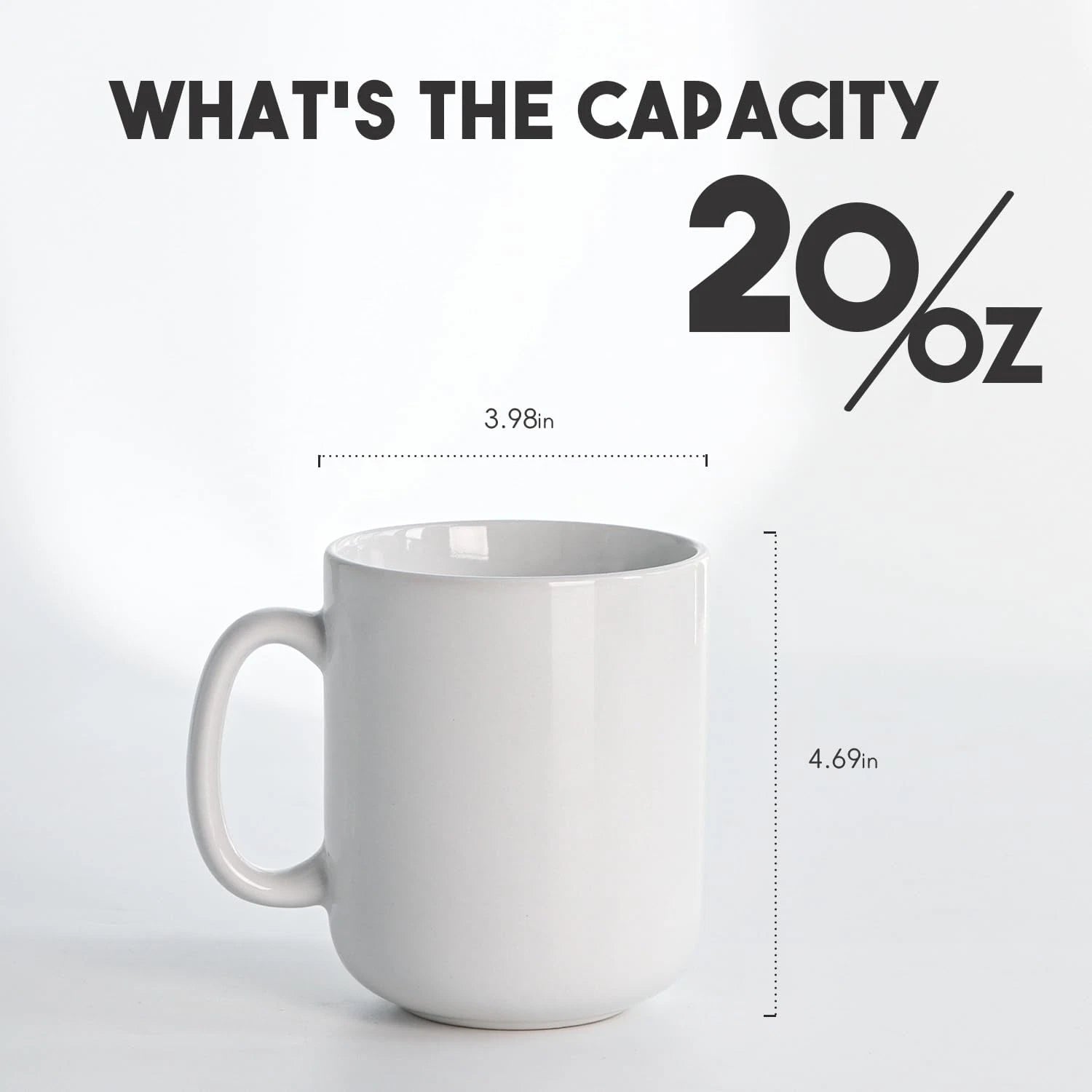 20 OZ Large Coffee Mug, Smooth Ceramic Tea Cup, Big Capacity with Handle, White