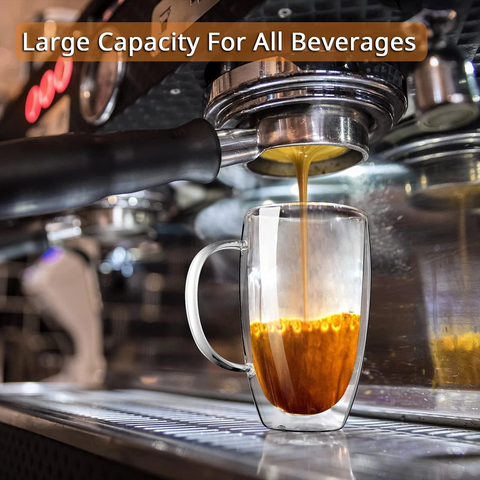 Double Wall Glass 20 OZ Large Coffee Mugs Tall Clear Insulated Beer Cups