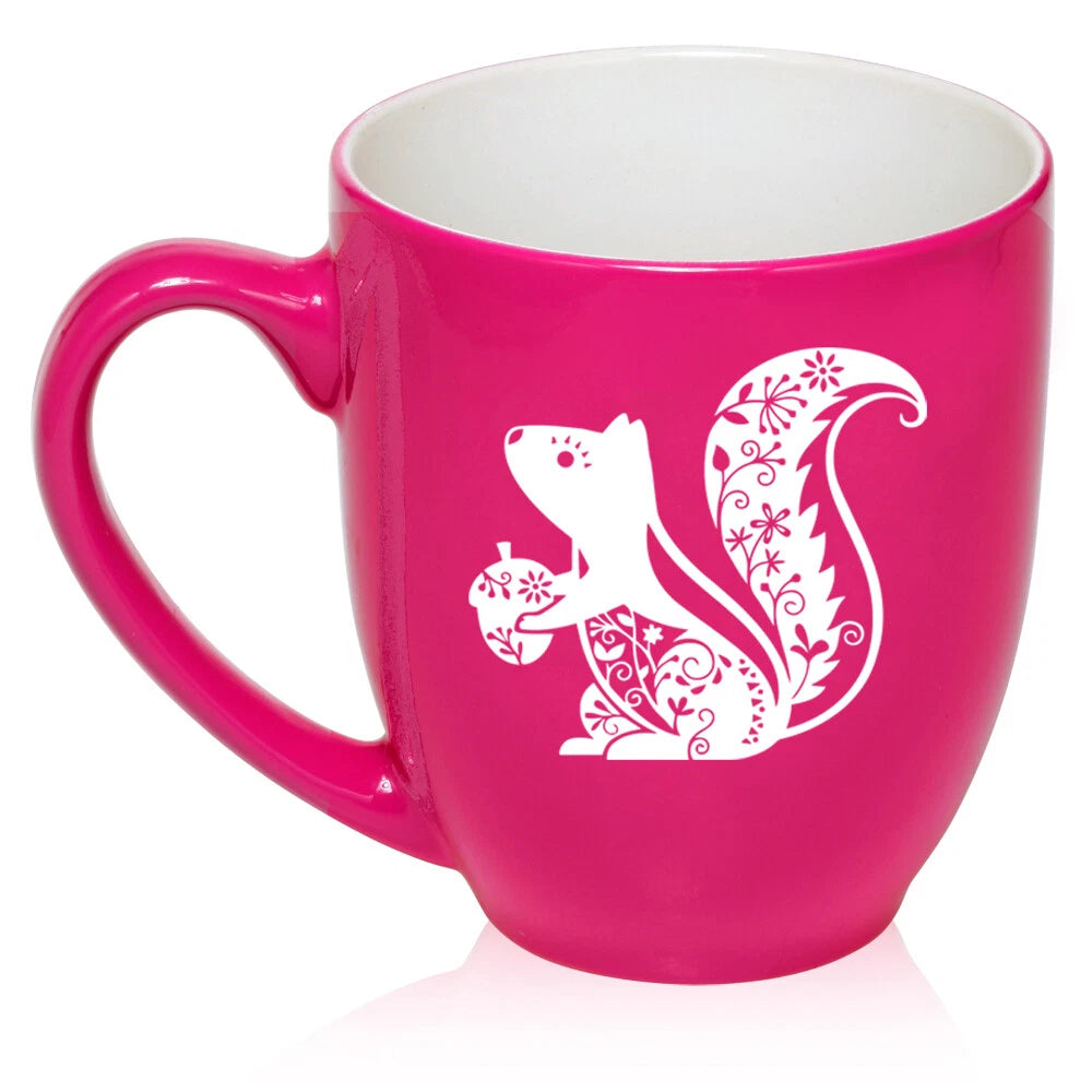 16 oz Bistro Ceramic Coffee Mug Cup Fancy Squirrel
