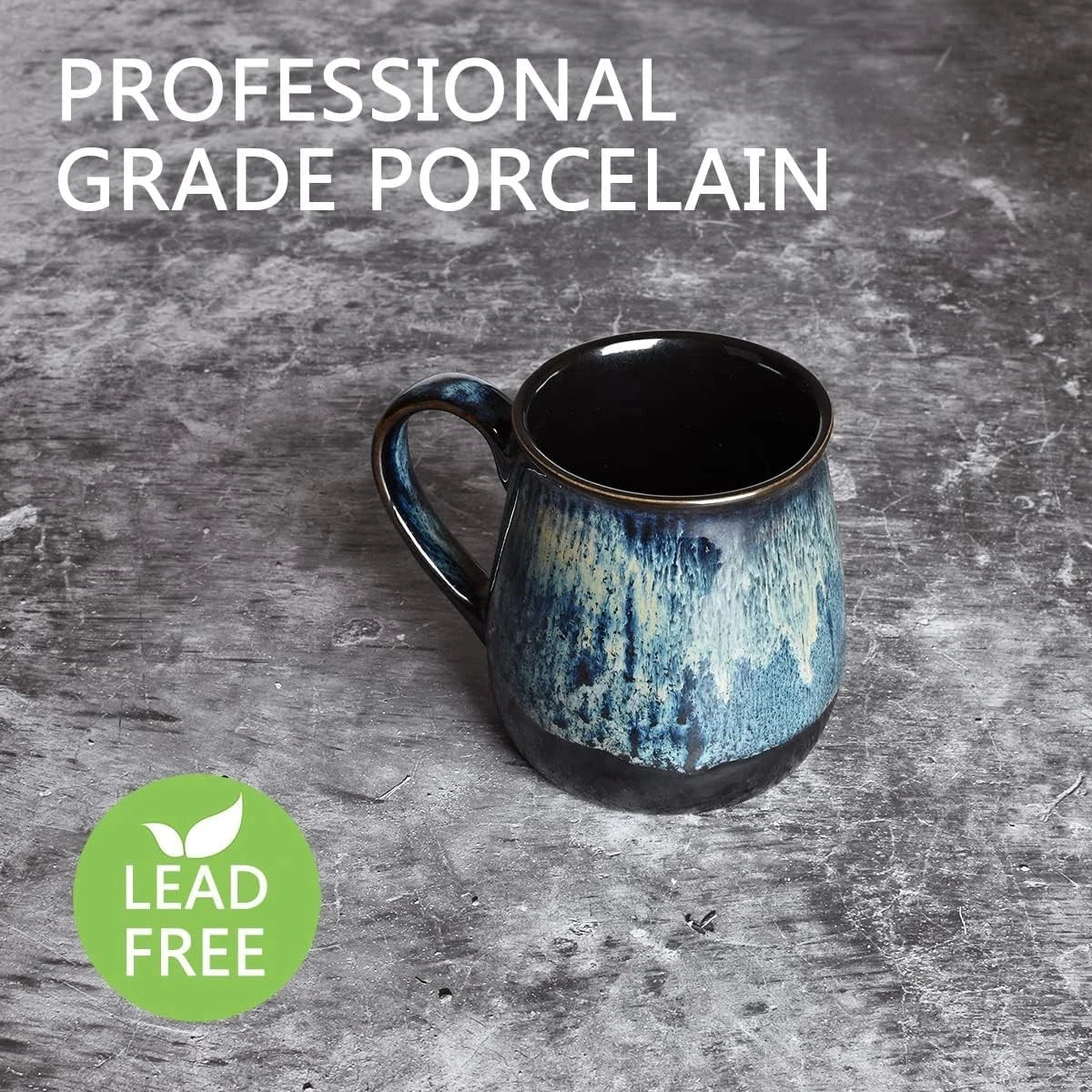 Large Ceramic Coffee Mug, Blue Big Tea Cup for Office and Home, 21 Oz, Dishwa...