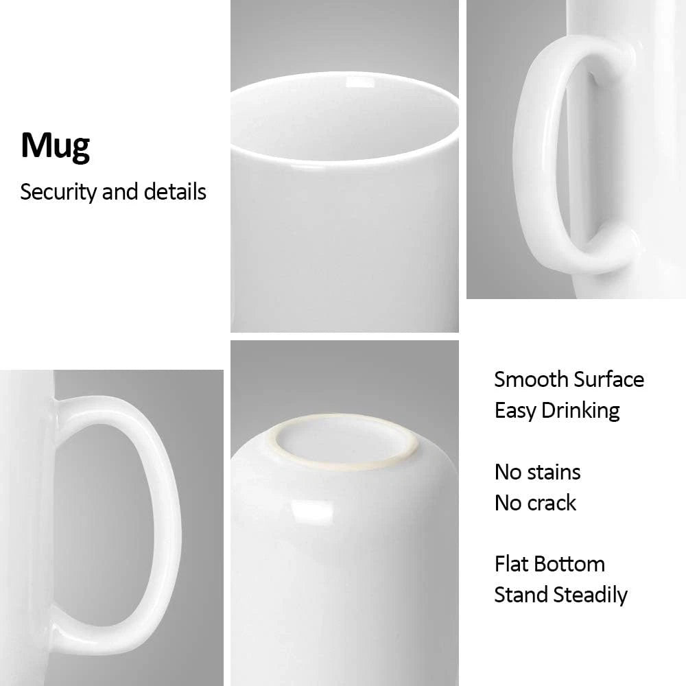 20 OZ Large Coffee Mug, Smooth Ceramic Tea Cup, Big Capacity with Handle, White
