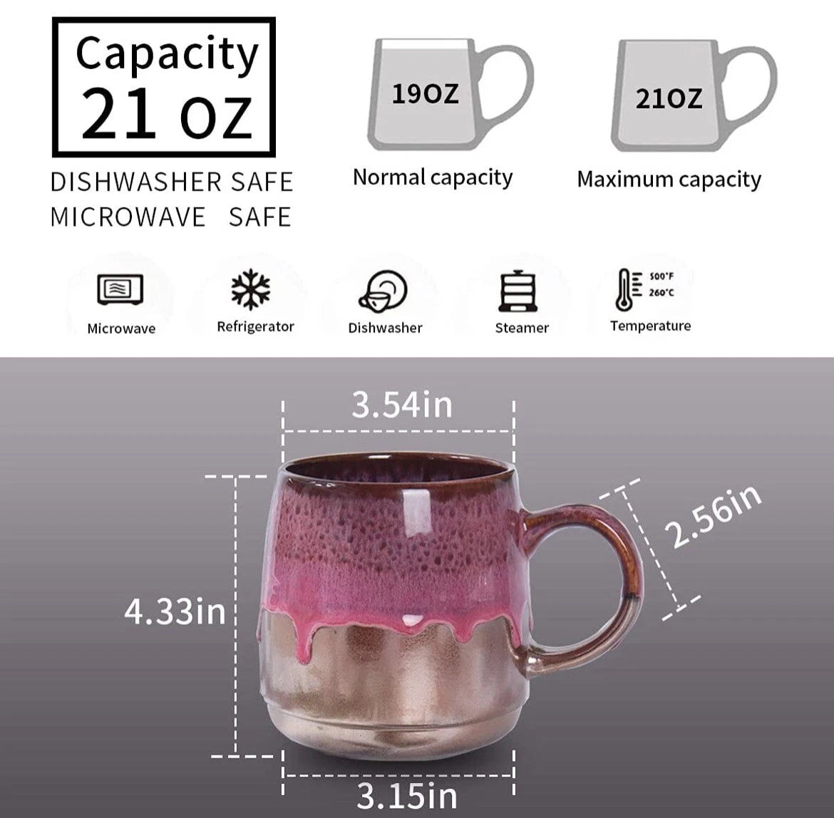 Large Ceramic Coffee Mug, Big Tea Cup for Office and Home, 21 Oz 1 PCS-pink
