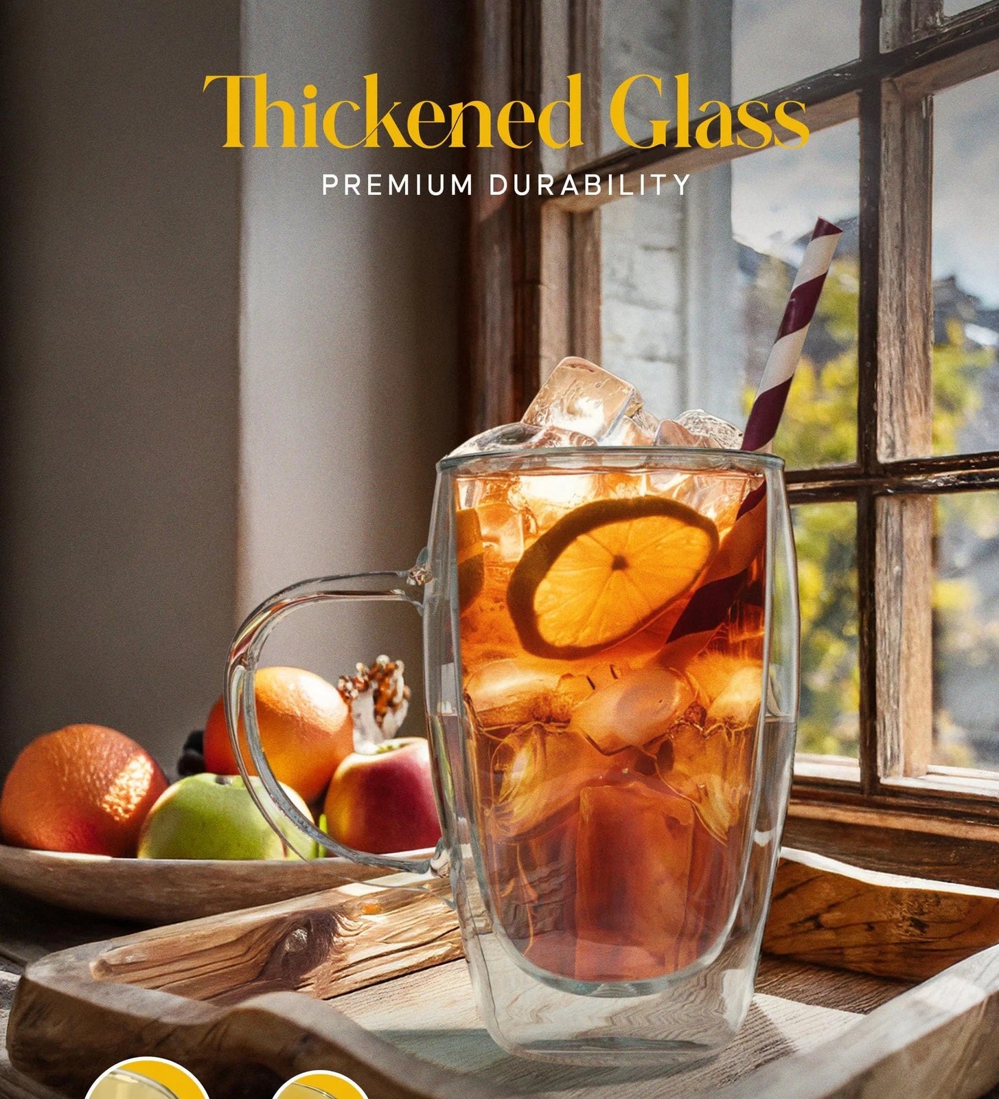 Double Wall Glass 20 OZ Large Coffee Mugs Tall Clear Insulated Beer Cups