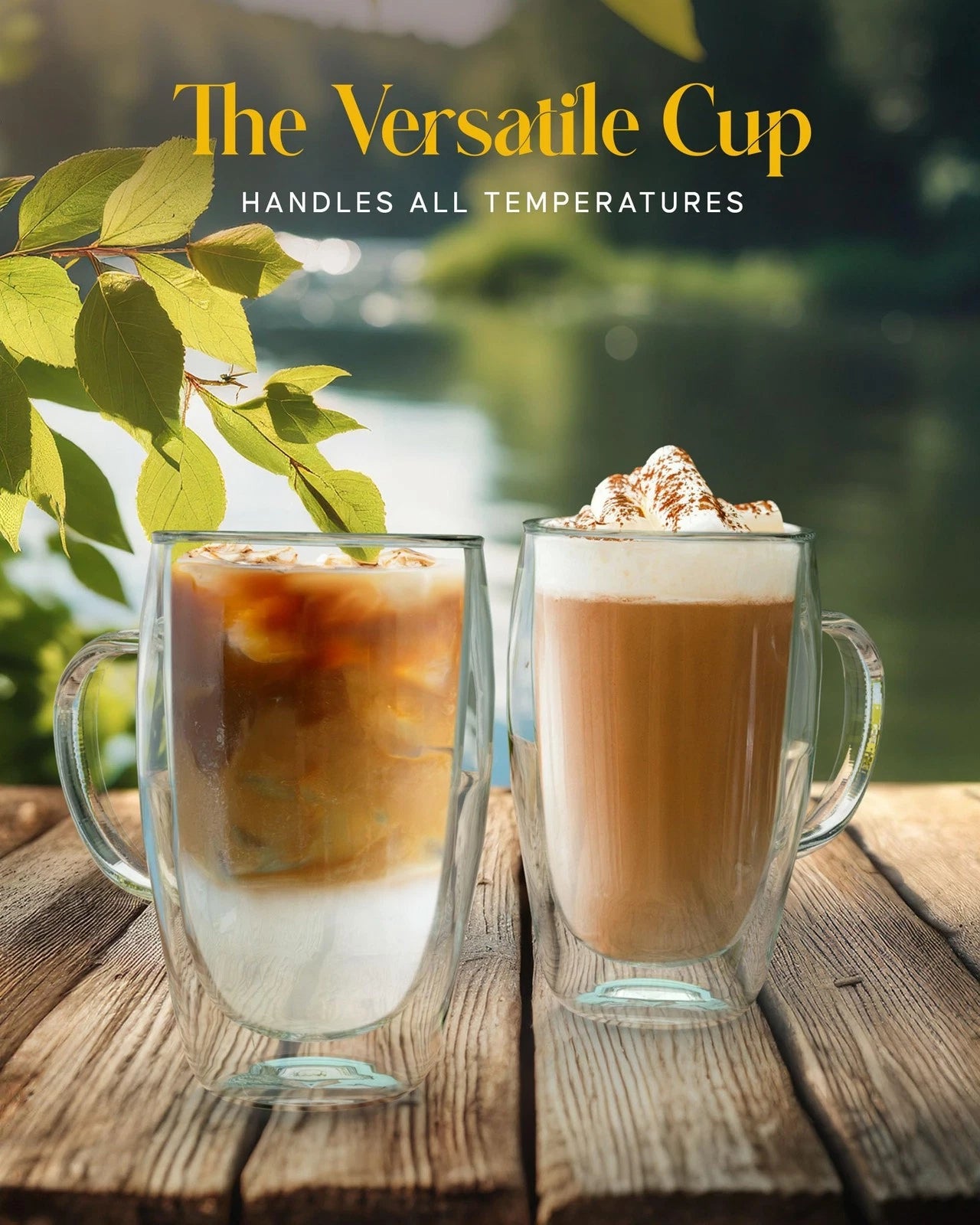 Double Wall Glass 20 OZ Large Coffee Mugs Tall Clear Insulated Beer Cups