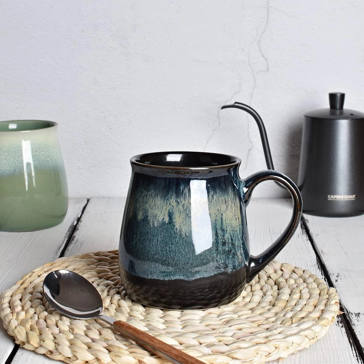 Large Ceramic Coffee Mug, Blue Big Tea Cup for Office and Home, 21 Oz, Dishwa...